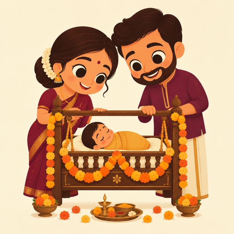 Naamkaran invitation illustration